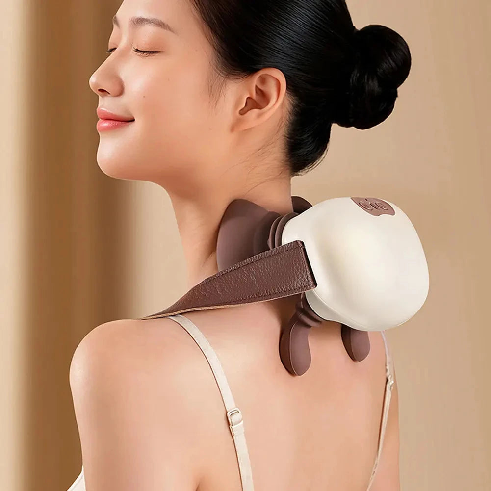Electric Kneading Neck Massager Bionic Neck Shoulder Massager Heated Back Massagers Neck Waist Leg Body 3-Level Modes