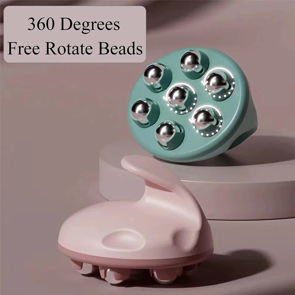 Hand Roller Massager for Cellulite Massage,Deep Tissue Massage Ball for Back,Neck,Foot,Shoulder,with 7 360-degree Metal Roller