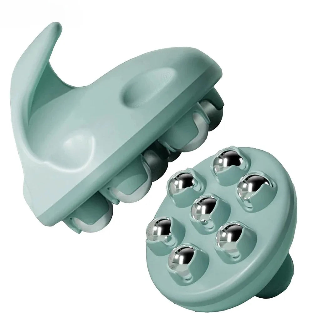 Hand Roller Massager for Cellulite Massage,Deep Tissue Massage Ball for Back,Neck,Foot,Shoulder,with 7 360-degree Metal Roller